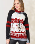 Double Take Full Size Christmas Drawstring Long Sleeve Hoodie