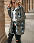 Plaid Contrast Dropped Shoulder Coat