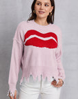 Lip Fringe Round Neck Sweater