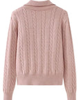 Cable-Knit Half Zip Long Sleeve Sweater