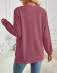 Lovelet Slit Round Neck Long Sleeve Sweatshirt