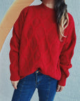 Diamond Round Neck Long Sleeve Sweater