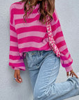 Honey Striped Round Neck Long Sleeve Sweater