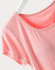 Pink Round Neck Short Sleeve T-Shirt with Bra Sentient Beauty Fashions Apparel & Accessories