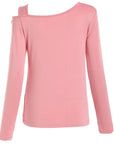 Cutout Asymmetrical Neck Long Sleeve T-Shirt