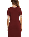 Contrast Trim Pocketed Round Neck Lounge Dress