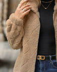 Fuzzy Pocketed Zip Up Jacket