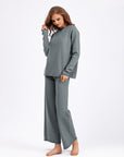 Basic Bae Rolled Round Neck Top and Pants Sweater Set