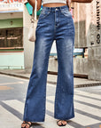 High Rise Bootcut Jeans with Pockets