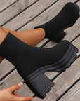 Round Toe Block Heel Boots