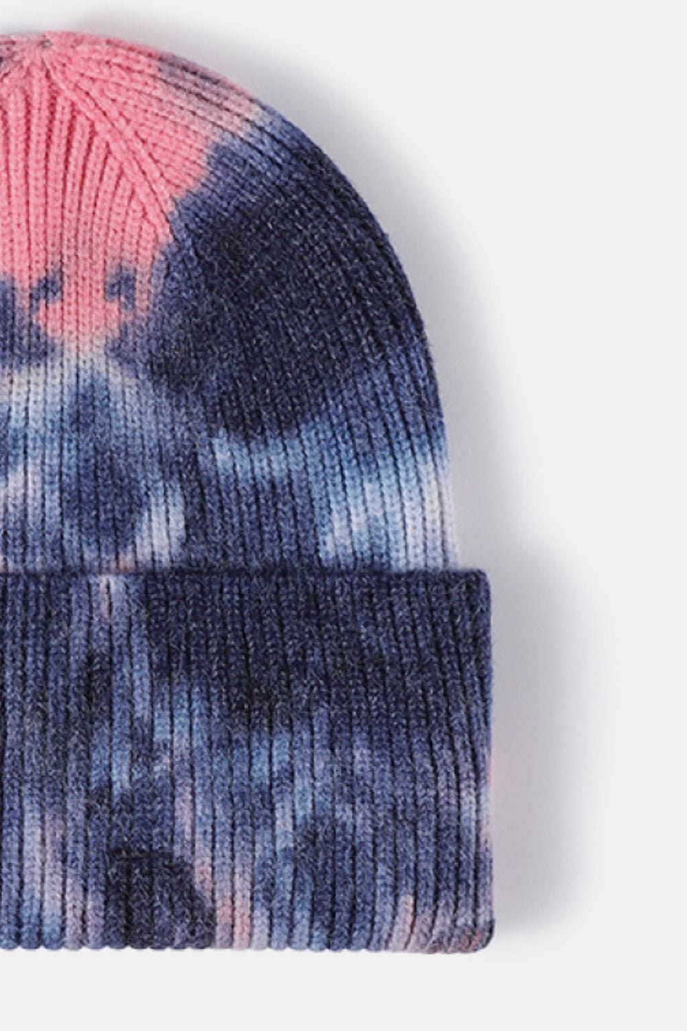 Dark Slate Gray Tie-Dye Cuffed Rib-Knit Beanie Hat