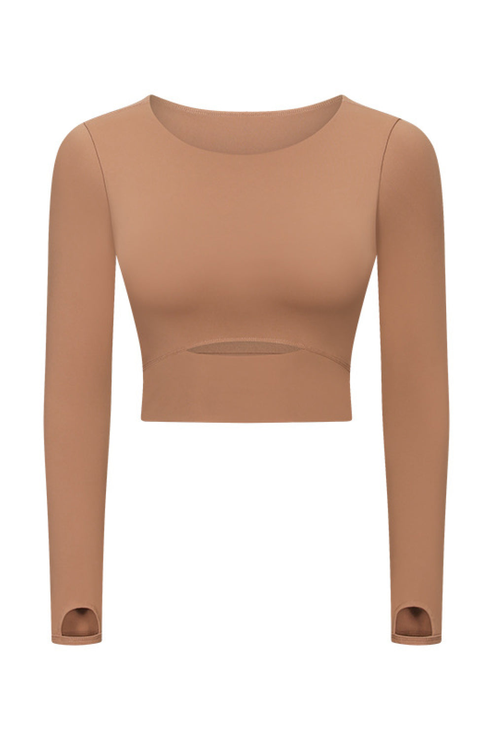 Rosy Brown Cut Out Front Crop Yoga Tee Sentient Beauty Fashions Apparel &amp; Accessories