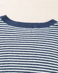 Striped Boat Neck Long Sleeve Sweater