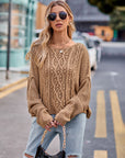 Round Neck Cable-Knit Sweater