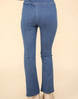 VERY J Washed Denim Stretchy Crossover Waist Leggings