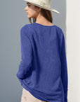 Double Take Full Size Notched Thumbhole Long Sleeve T-Shirt