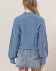 HYFVE Cable-Knit Mock Neck Dropped Shoulder Sweater