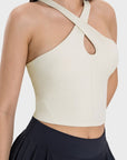 Light Gray Crisscross Grecian Neck Active Cami Sentient Beauty Fashions Apparel & Accessories