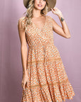 Rosy Brown BiBi Floral V-Neck Sleeveless Dress Sentient Beauty Fashions Apaparel & Accessories