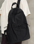 Gray Drawstring Nylon Backpack Bag