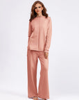 Basic Bae Rolled Round Neck Top and Pants Sweater Set