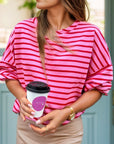 Striped Round Neck Long Sleeve Sweatshirt