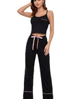 Contrast Trim Cropped Cami and Pants Loungewear Set