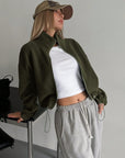 Honey Zip Up Long Sleeve Cropped Jacket