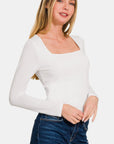 Zenana Square Neck Fitted Long Sleeve T-Shirt