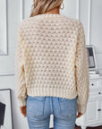 Cable-Knit Round Neck Long Sleeve Sweater