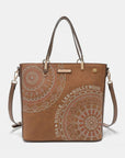 Nicole Lee USA Metallic Stitching Embroidery Inlaid Rhinestone Tote Bag