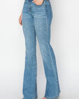 RISEN Mid Rise Flare Jeans with Pockets