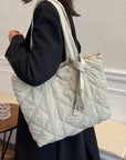 Quilted Nylon Large Tote Bag