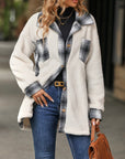 Plaid Contrast Dropped Shoulder Coat