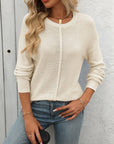 Mandy Round Neck Dropped Shoulder Knit Top