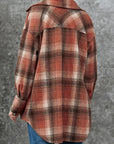 Dim Gray Plaid Button Up Long Sleeve Jacket