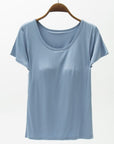 Slate Gray Round Neck Modal T-Shirt with Bra