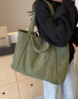 Corduroy Solid Large Tote Bag