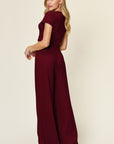 Double Take Full Size Round Neck Top and Pants Set