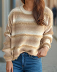 Gradient Round Neck Dropped Shoulder Sweater