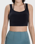 Dark Slate Gray Crisscross Square Neck Active Tank