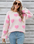 Angel Wings Heart Dropped Shoulder Long Sleeve Sweater