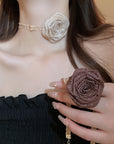 3D Rose Alloy Buckle Necklace