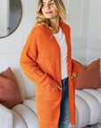 Haptics Full Size Stripe Textured Open Front Cardigan with Pockets