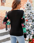 Round Neck Long Sleeve T.Rex Pattern Sweater