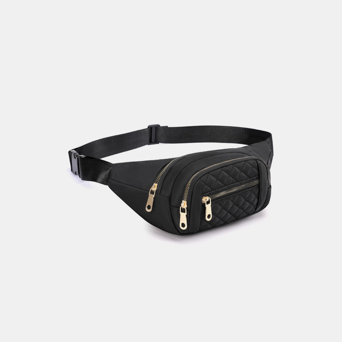 White Smoke Zenana Quilted Multi Pocket Waist Belt Bag Sentient Beauty Fashions *Accessories