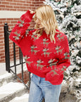 Reindeer Round Neck Long Sleeve Sweater