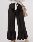 Light Gray Tied Frill Ruched Bootcut Pants