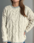 Cable Knit Round Neck Long Sleeve Sweater