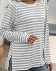 Mandy Striped Round Neck Long Sleeve T-Shirt